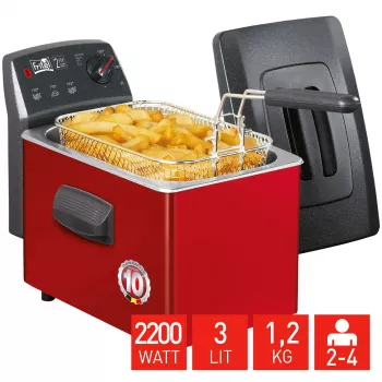FRITEL TURBO SF Fritteuse 3L 2200W Schwarz/Rot/Grau