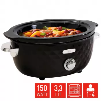 FRITEL Family Slow Cooker 3,3L 150W Schwarz/Chrom