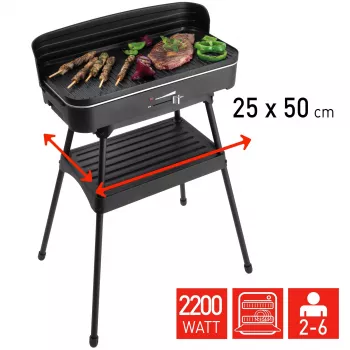 FRITEL Starter BBQ 2246 Elektrogrill mit Ständer, 2200 W, Schwarz