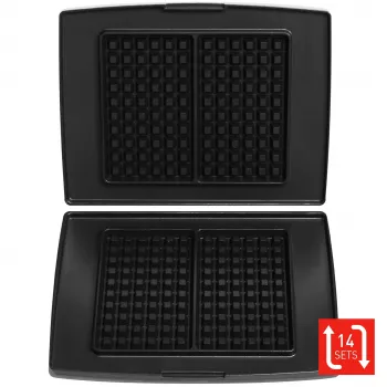 FRITEL Family Waffle Plate Set (2 Platten) für Waffeleisen 1300 Serie - Antihaft-Gussaluminium, spülmaschinengeeignet, Schwarz/Grau