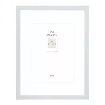 Deknudt S66KD1 P1 DIN A3 29.7x42 cm Holz-Silber Bilderrahmen mit Passepartout