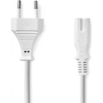 Nedis Netzkabel - Eurostecker auf IEC-320-C7, 3,00 m, gerade, flach, PVC, weiß