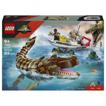 LEGO Jurassic World 76974 Mission auf dem Boot und Mosasaurus-Modell