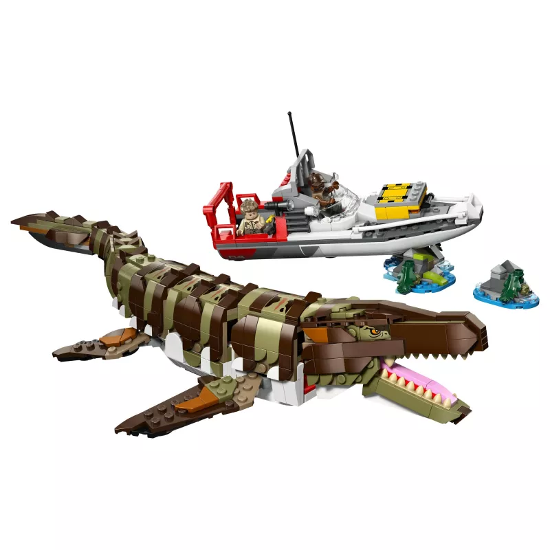 LEGO Jurassic World 76974 Mission auf dem Boot und Mosasaurus-Modell
