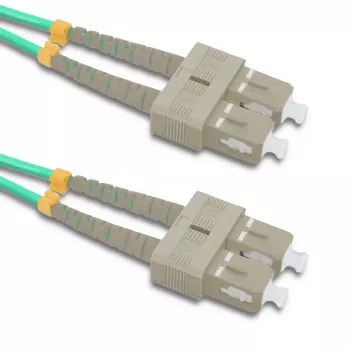 Qoltec SC/UPC auf SC/UPC Duplex Multimode OM4 Glasfaser-Patchkabel, 5m, Aqua
