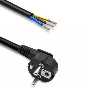 Qoltec Power Cable Angled SCHUKO CEE 7/7 (E/F) Copper Stripped Tinned 3x1.50 mm² 5m Black