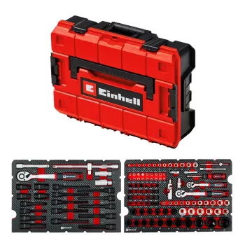 EINHELL-KWB E-Case Werkzeugkoffer KFZ, 121-teilig (Schwarz/Rot, mit Werkzeugsatz für Hobby-Mechaniker)
