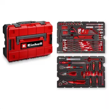 Einhell E-CASE 370570 80-teiliger Universal-Werkzeugkoffer (Rot/Schwarz)