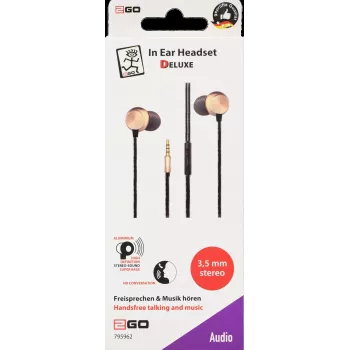2GO 795962 Kabelgebundenes In-Ear-Headset mit Mikrofon – Gold