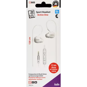2GO Active 1 Kabelgebundene In-Ear-Kopfhörer mit Mikrofon für Anrufe/Musik - Weiß
