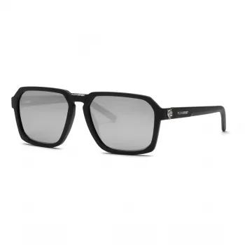 PHILIPP PLEIN SPORT Herren-Sonnenbrille SSP030 - 59/17/145 mm, schwarzer Acetatrahmen, graue Gläser, UV400-Schutz