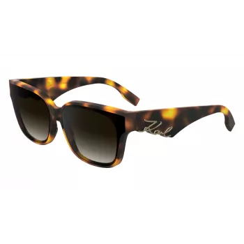 KARL LAGERFELD KL6161S-240 Damen-Sonnenbrille, übergroße quadratische Form, Havanna Braun mit braunen Gradientengläsern, 63/14/140 mm