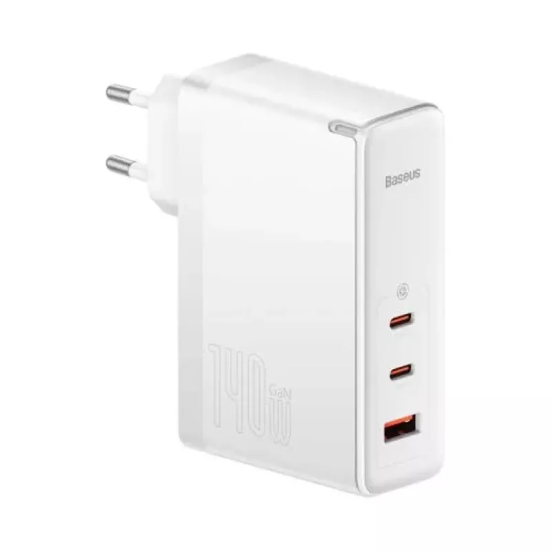 Baseus Travel Charger GaN5 Pro Fast Wall Charger, C+C+U, 140W, Weiß, EU-Stecker (CCGP100202)
