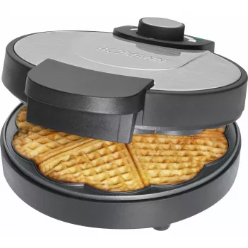 Bomann WA 1365 CB Waffeleisen 1000 W Herzform Antihaft Schwarz/Edelstahl