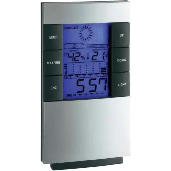 TFA 35.1087 Elektronische Wetterstation mit kabellosem Außensensor, LCD-Display, Funkuhr, Wettervorhersage, Mondphase, Wecker