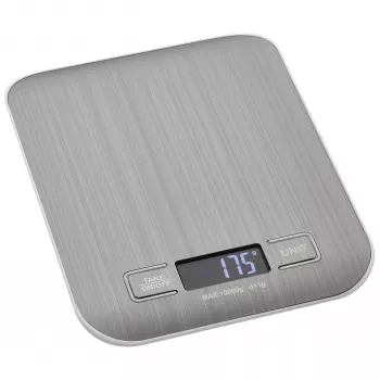 TFA Dostmann AMARETTI Digitale Küchenwaage, 10 kg Kapazität, 1 g Genauigkeit, Silber (50.2004.54)