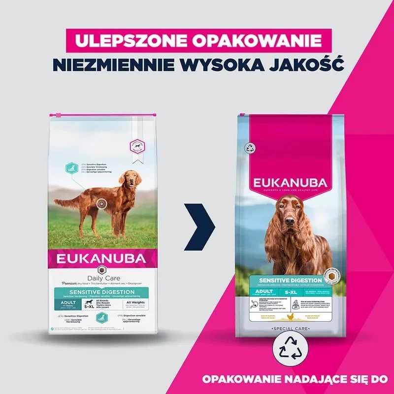 Eukanuba Special Care Sensitive Digestion Trockenfutter für ausgewachsene Hunde kleiner und mittlerer Rassen, Lamm & Reis, 12 kg