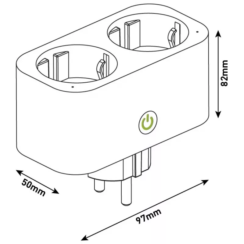 ENTAC Smart WiFi Doppelsteckdosen-Adapter ES-DSA-WIBLE, Weiß, 2 Steckdosen, 3680 W