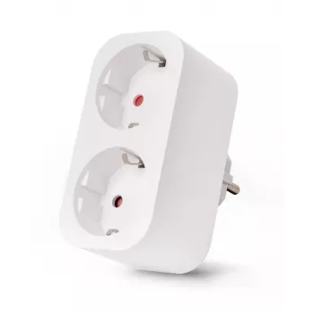 ENTAC Smart WiFi Doppelsteckdosen-Adapter ES-DSA-WIBLE, Weiß, 2 Steckdosen, 3680 W