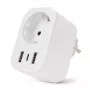 ENTAC Smart WiFi Stecker 1x Schuko mit 2x USB-A und 1x USB-C, Weiß