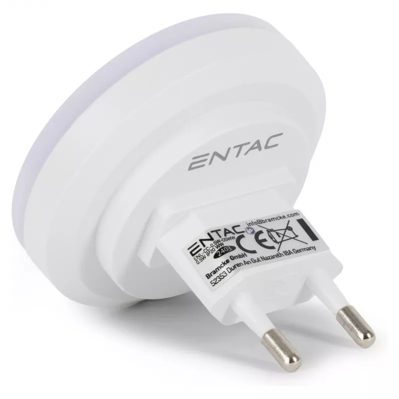 ENTAC LED Nachtlicht 0,5W rund warmweiß mit Dämmerungssensor