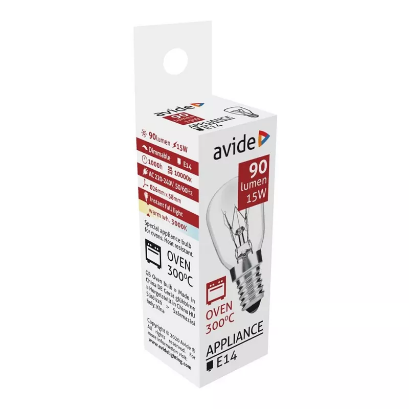 Avide Ofenlampe 300°C 90lm 15W E14 Warmweiß 3000K