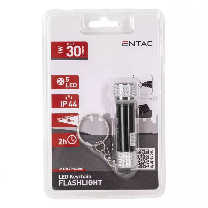 ENTAC 5 LED Keychain Flashlight Black