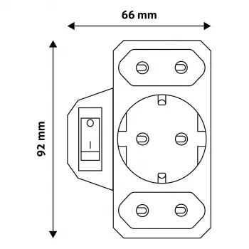 ENTAC Wandsteckdosen-Adapter 2x Euro 1x Schuko mit Schalter Weiß