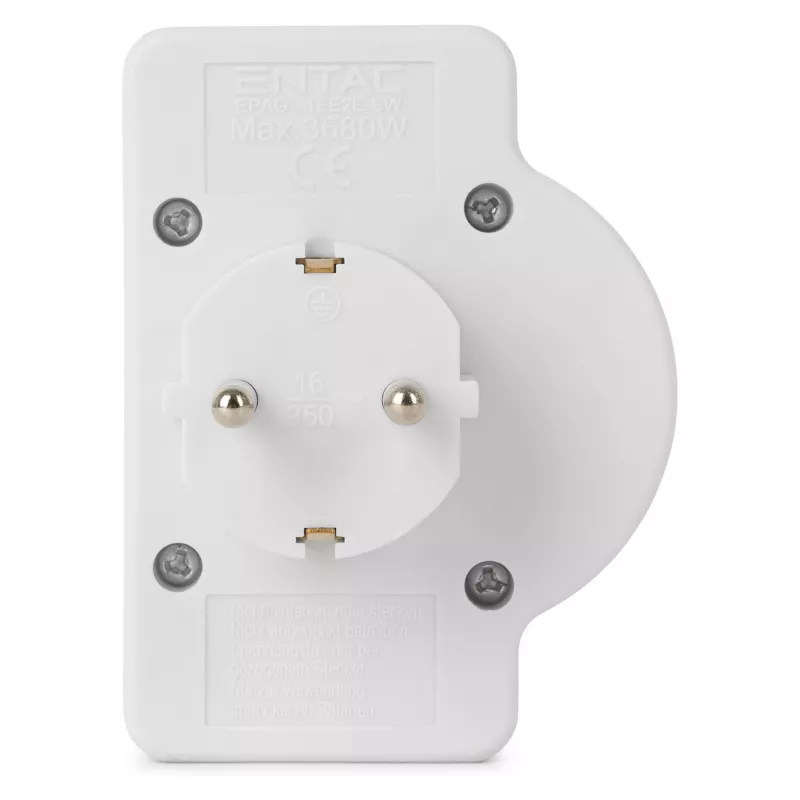 ENTAC Wandsteckdosen-Adapter 2x Euro 1x Schuko mit Schalter Weiß