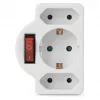 ENTAC Wandsteckdosen-Adapter 2x Euro 1x Schuko mit Schalter Weiß