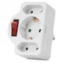 ENTAC Wandsteckdosen-Adapter 2x Euro 1x Schuko mit Schalter Weiß