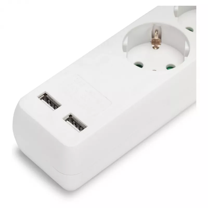 ENTAC Steckdosenleiste 3-fach mit USB 1,5m Schalter Weiß