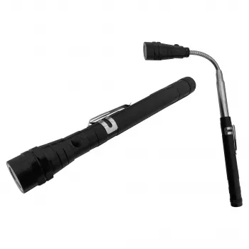 ENTAC EFL-1W-FLEX-ALU 1W LED Taschenlampe mit Teleskophals, Aluminium, Schwarz