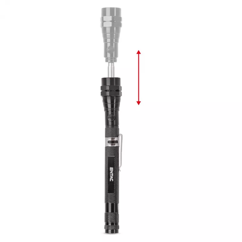 ENTAC EFL-1W-FLEX-ALU 1W LED Taschenlampe mit Teleskophals, Aluminium, Schwarz
