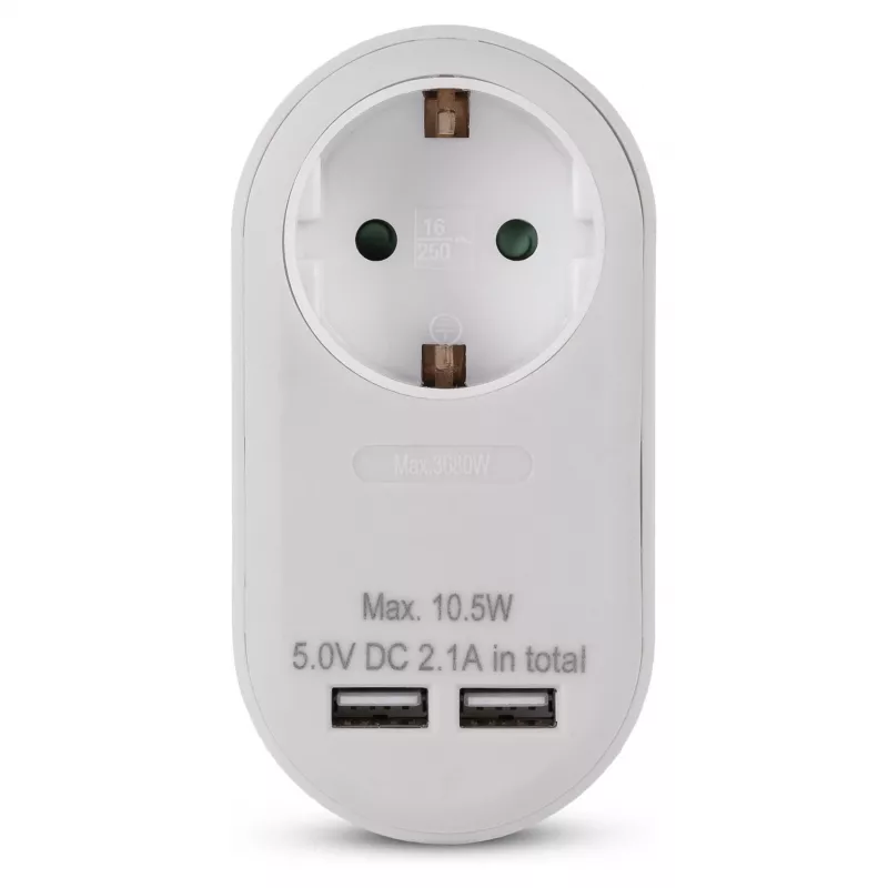 ENTAC Steckdosenadapter mit 2x USB-A Weiß