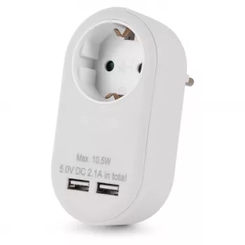 ENTAC Steckdosenadapter mit 2x USB-A Weiß