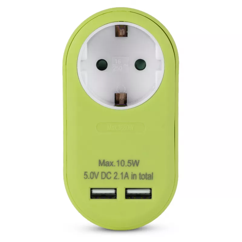 ENTAC Steckdosenadapter mit 2x USB-A Lime