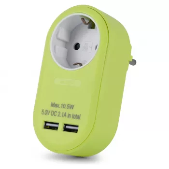 ENTAC Steckdosenadapter mit 2x USB-A Lime