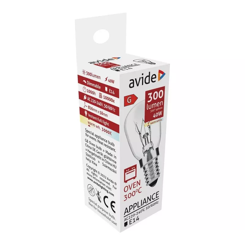 Avide Ofenlampe 300°C 300lm 40W E14 Warmweiß 3000K