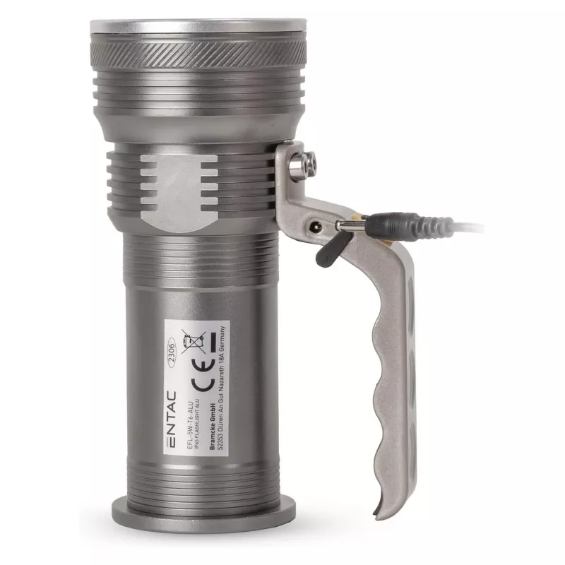 ENTAC 5W T6 LED Taschenlampe Aluminium 2x18650 inkl. Netz-Ladegerät