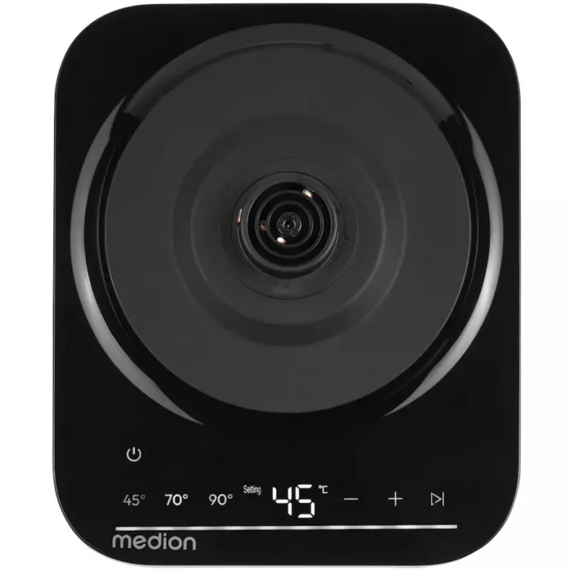 MEDION MD 12106 Wasserkocher 1,5L 2200W Schwarz Edelstahl Warmhaltefunktion
