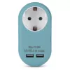 ENTAC Steckdosenadapter mit 2x USB-A Blau