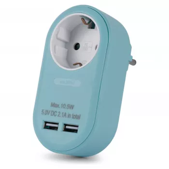 ENTAC Steckdosenadapter mit 2x USB-A Blau
