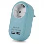 ENTAC Steckdosenadapter mit 2x USB-A Blau