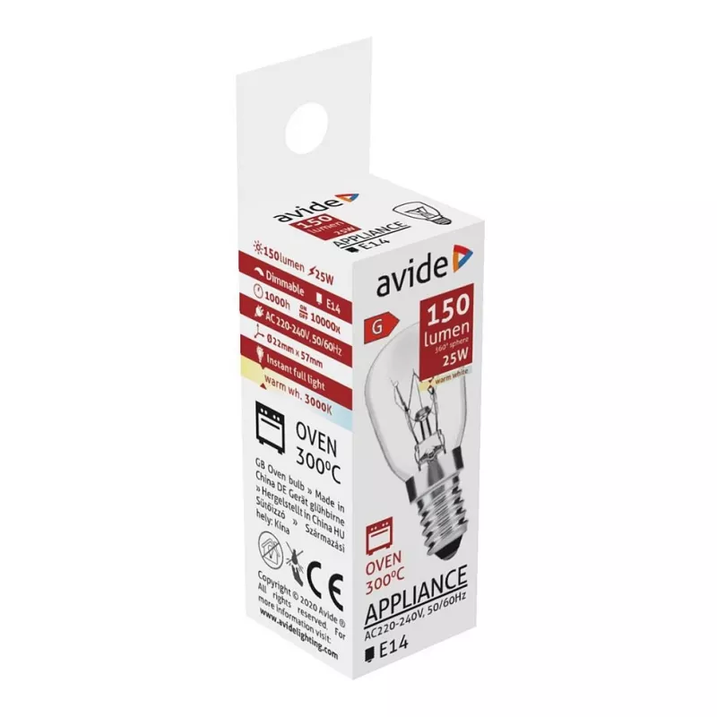 Avide Ofenlampe 300°C 150lm 25W E14 Warmweiß 3000K