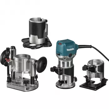 Makita RT0702CX3J Trimmer Router 710W 8mm Spannzange mit 3 Füßen MAKPAC Koffer