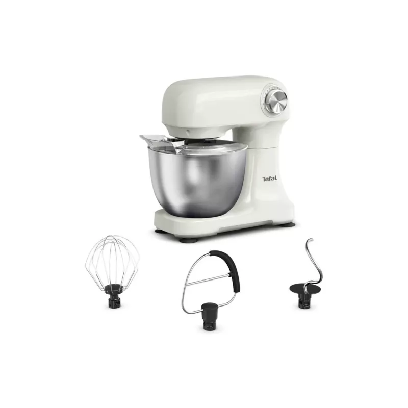 TEFAL QB140AF0 Bake Easy Stand Mixer, 500 W, 12 Gänge, 3,5 L Schüssel, Beige