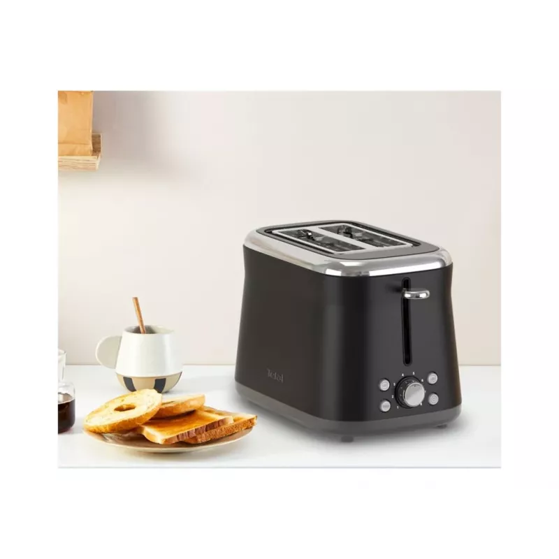 TEFAL Toaster TT7208E0 Collection Retro 850 W 2 Slots Edelstahl Schwarz