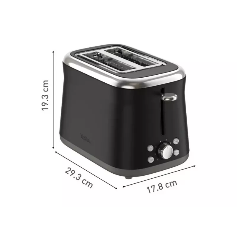 TEFAL Toaster TT7208E0 Collection Retro 850 W 2 Slots Edelstahl Schwarz