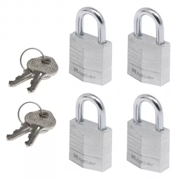 Master Lock 9120EURQNOPCC Laminated Steel Padlock 4-Pack Keyed Alike 20 mm Body Width